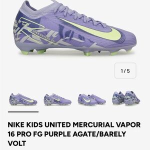 Nike Mercurial Vapor Soccer Kids Cleats - Purple and Lime